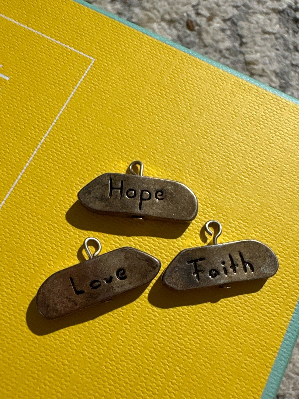 Lot of 3 love faith hope gold pendants